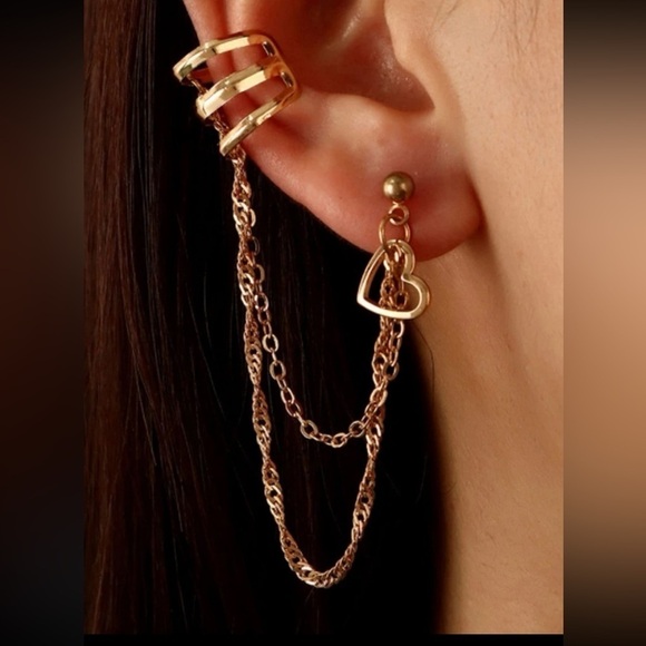 Gold 3/$30 1pc Heart Ear Cuff Earring - Picture 1 of 2